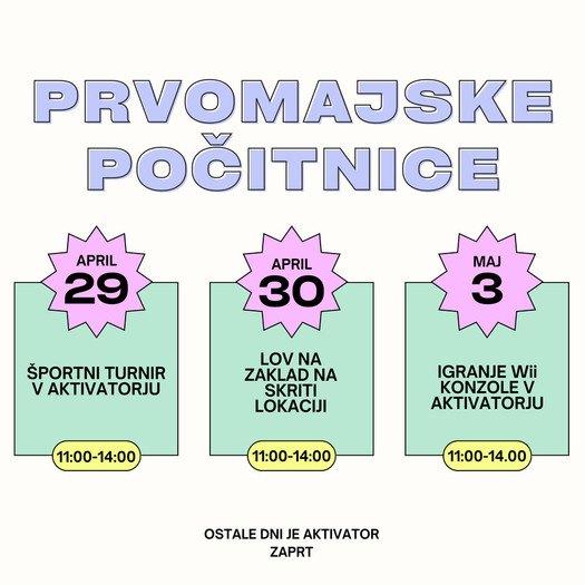 Se vidimo v ponedeljek, torek in petek od 11.00 do 14.00