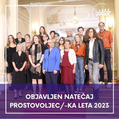 Objavljen natečaj Prostovoljec/-ka leta 2023